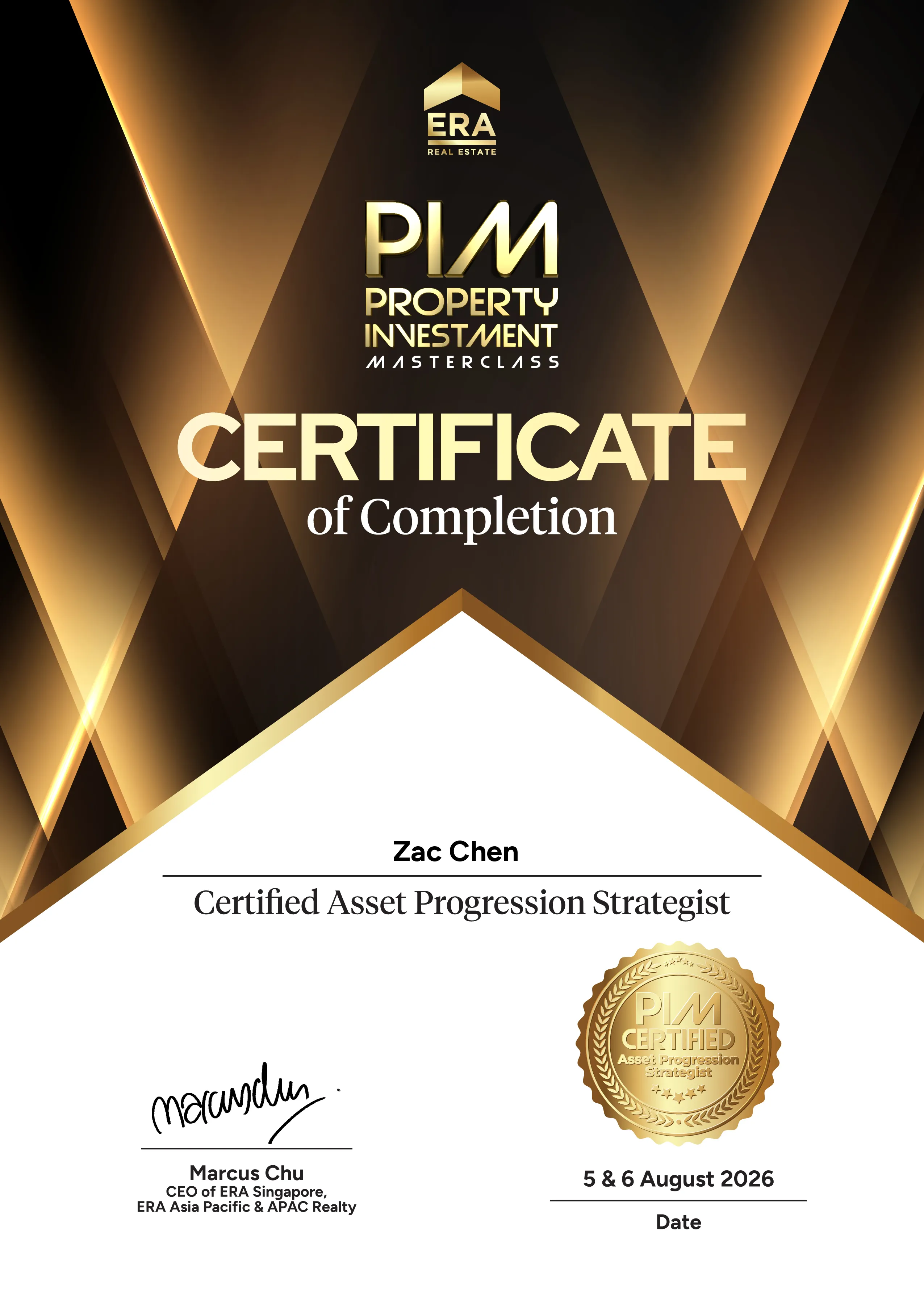 Certified Asset Progression Strategist - Property Investment Masterclass Award